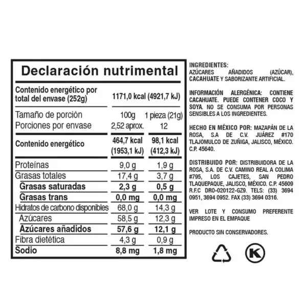 Caja Mazapan De Cacahuate 30 Pzas