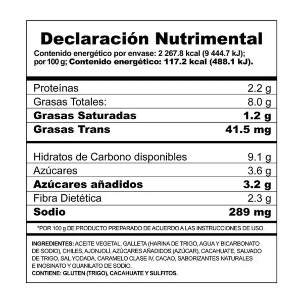 Información nutrimental de Mole Doña Maria 235grs